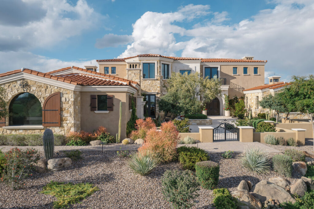 Front-Yard Xeriscaping in a Modern Arizona Home. Done by Straight Line Landscape.