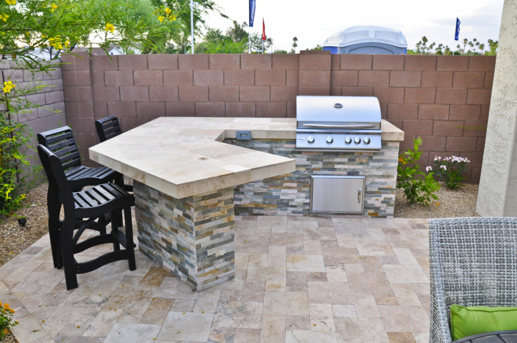 Snug Outdoor Kitchen Created by Straight Line Landscape